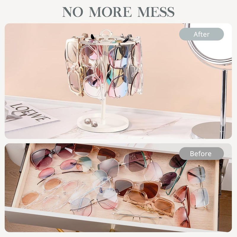 Procase Sunglasses Organizer Glasses Holder Eyeglasses Stand, Upgraded Large Capacity Sunglass Storage with Metal Frame and Base, Eyewear Display Rack for Tabletop, Up to 15 Pairs -Black - Image 4